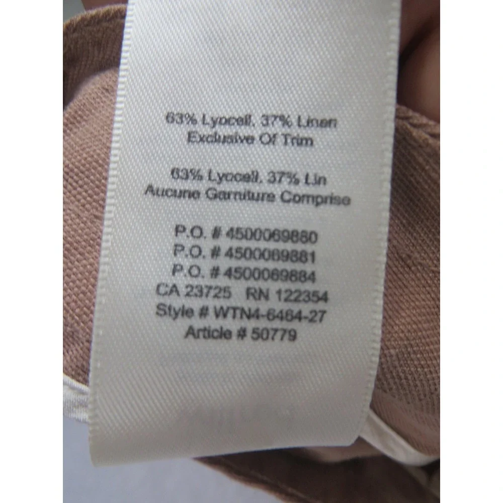 Aritzia Wilfred Womens Pants 00 XS Brown Linen Blend‎ Capri Drawstring Casual